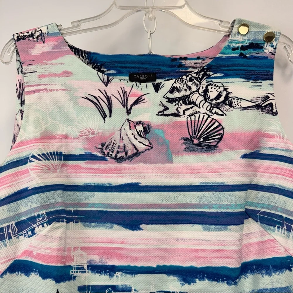 Talbots Seaside Harbor Sheath Dress Watercolor Print Women's‎ Size 14P